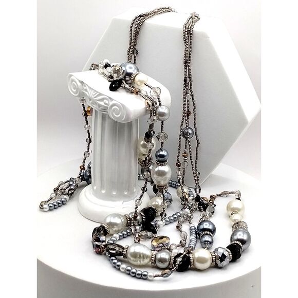 Vintage Mixed Medium Glass and Metal Beads Necklaces, Bracelets 5 pieces - Picture 4 of 15